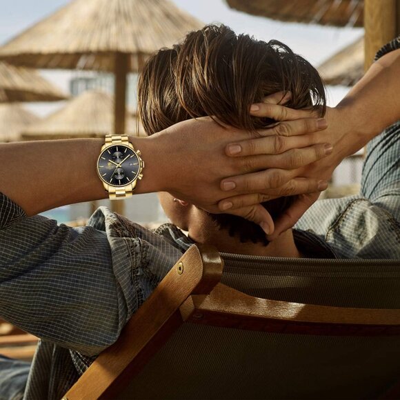 ⚡Men Watches with Black Stainless Steel and Metal Casual Waterproof Chronograph - Picture 6 of 7